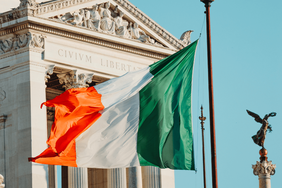 flag of Ivory Coast in front of a building